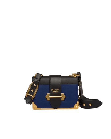 prada soft cahier|Ink Blue/black Leather Prada Cahier Bag .